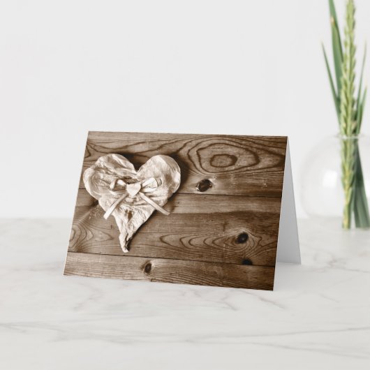 Rustic Country Grange Wood Heart Carte de voeux (Devant)