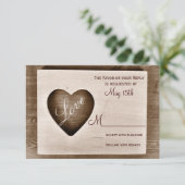 Rustic Country Grange Wood Love Heart Wedding RSVP (Debout devant)