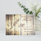 Rustic Country Grange Wood Love Wedding Cartes RSV (Debout devant)