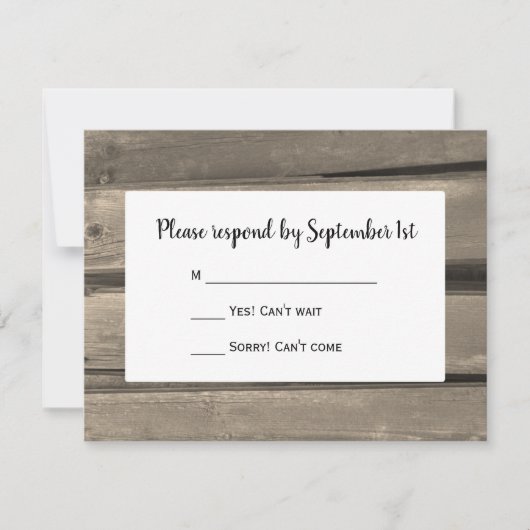Rustic Country Grange Wood Wedding Carte RSVP (Devant)