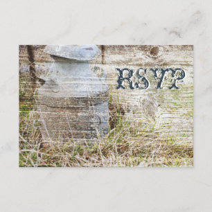Rustic Country Grange Wood Wedding Cartes RSVP