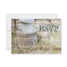 Rustic Country Grange Wood Wedding Cartes RSVP