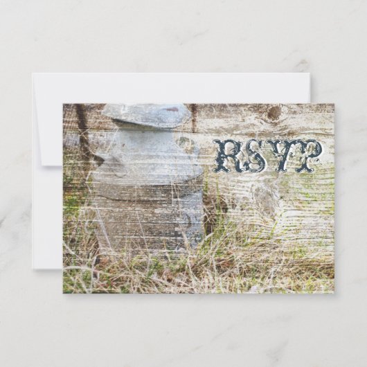 Rustic Country Grange Wood Wedding Cartes RSVP (Devant)