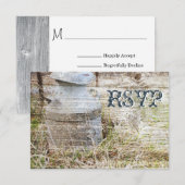 Rustic Country Grange Wood Wedding Cartes RSVP (Devant / Derrière)
