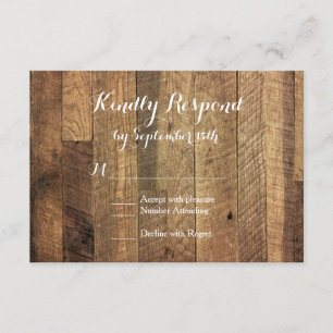 Rustic Country Grange Wood Wedding Cartes RSVP