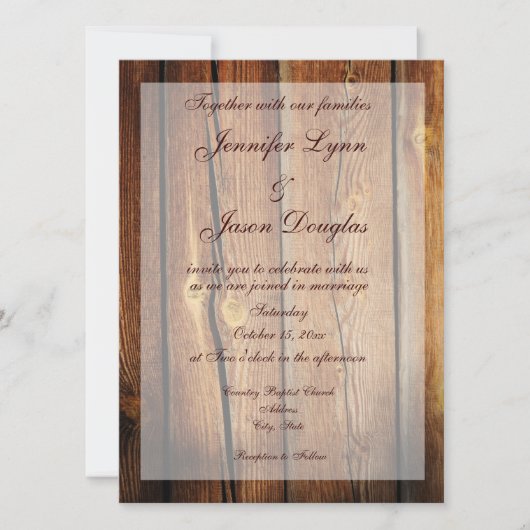 Rustic Country Grange Wood Wedding Invitations (Devant)