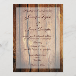 Rustic Country Grange Wood Wedding Invitations