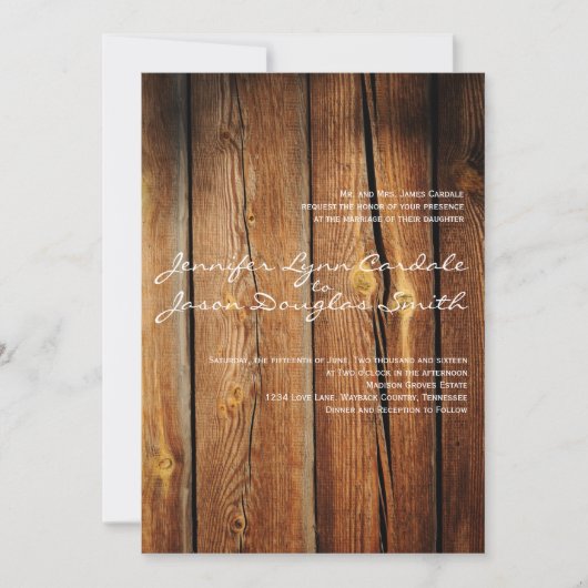 Rustic Country Grange Wood Wedding Invitations (Devant)