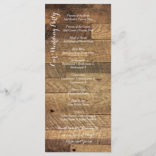 Rustic Country Grange Wood Wedding Programme Modèl (Dos)