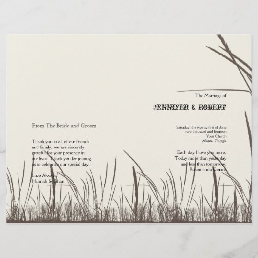 Rustic Country Grasslands Programme de mariage (Devant)