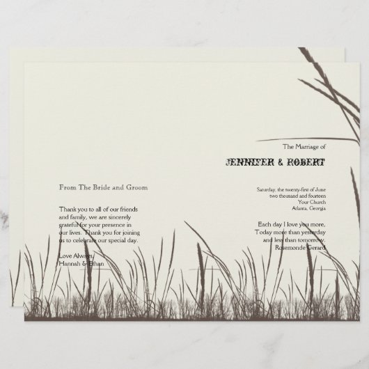 Rustic Country Grasslands Programme de mariage (Devant / Derrière)