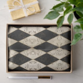 Rustic Country Harlequin Tan en Black Decoupage Tissuepapier (Geschenk)