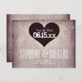 Rustic Country Heart Enregistrer la date Cartes po (Devant / Derrière)