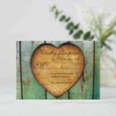 Rustic Country Heart Grange Wood Wedding Cartes RS (Debout devant)