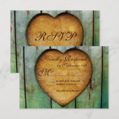 Rustic Country Heart Grange Wood Wedding Cartes RS (Devant / Derrière)