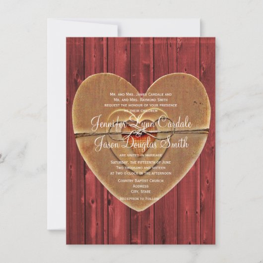 Rustic Country Hearts Grange Faire-part de mariage (Devant)