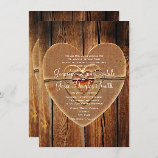 Rustic Country Hearts Grange Faire-part de mariage (Devant / Derrière)