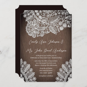 Rustic Country Heirloom Lace Wedding Invitations Kaart
