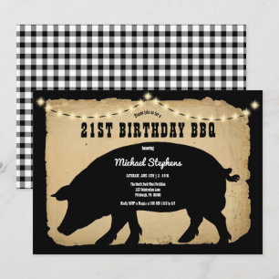 Rustic Country Hog 21st Birthday Barbeque - BBQ I Kaart