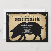 Rustic Country Hog 60th Birthday Barbeque - BBQ Kaart (Voorkant)