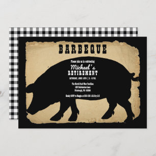 Rustic Country Hog Retirement Barbeque - BBQ Kaart