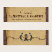 Rustic Country Horseshoe Mariage Drink Billets (Devant & derrière)
