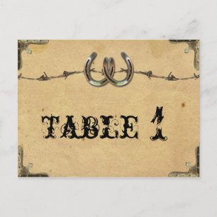 Rustic Country Horseshoe Numéro de table Barbed