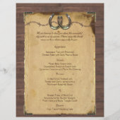 Rustic Country Horseshoes Menu Mariage (Devant)