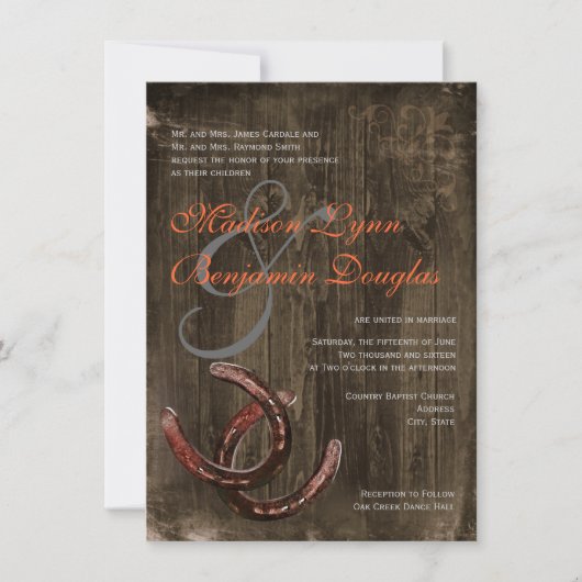 Rustic Country Horseshoes Ver2 Wedding Invitations (Devant)
