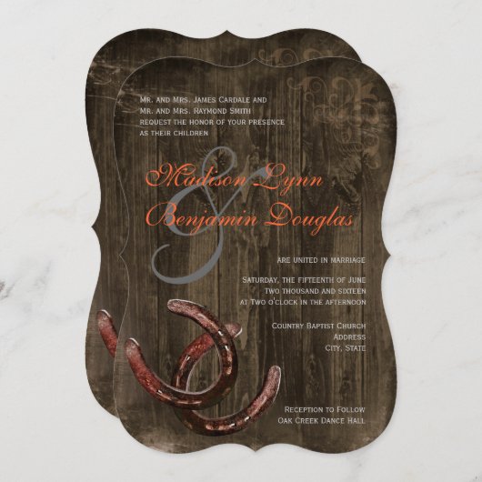Rustic Country Horseshoes Ver2 Wedding Invitations (Devant / Derrière)