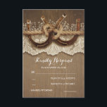 Rustic Country Horseshoes Wood Lace Wedding RSVP<br><div class="desc">fer à cheval rustique et dentelle brun mariage</div>