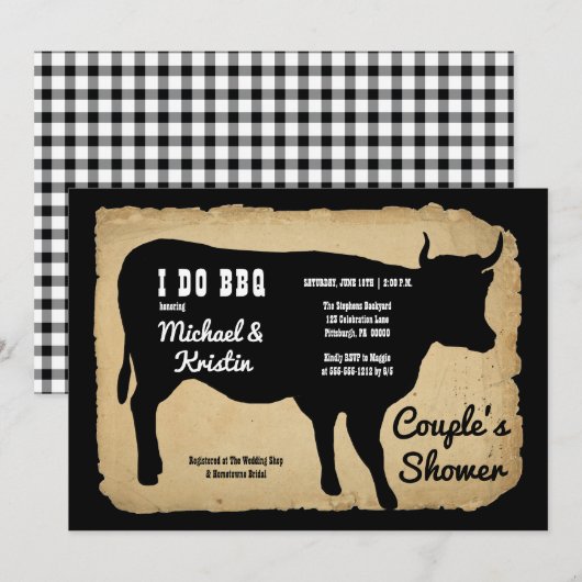 Rustic Country Koe Couple's Shower I DO BBQ Kaart (Voorkant / Achterkant)