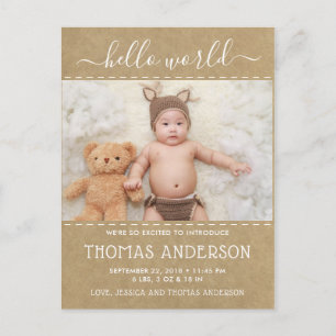 Rustic Country Kraft Faire-part de naissance photo
