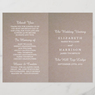 Rustic Country Kraft Mariage Programme bi-fold
