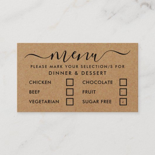 Rustic Country Kraft Menu Simple Script Sélection (Devant)