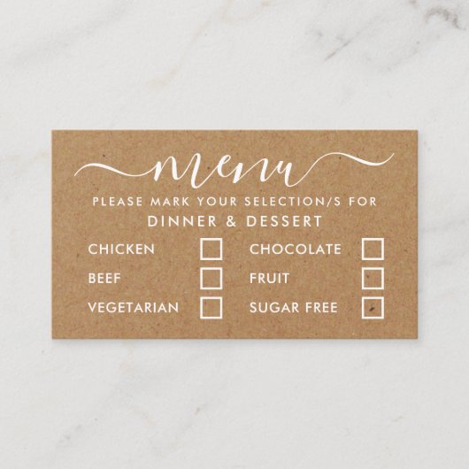 Rustic Country Kraft Menu Simple Script Sélection (Devant)