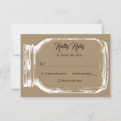 Rustic Country Kraft Papier Mason Jar Mariage RSVP (Devant)