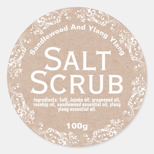 Rustic Country Kraft Salt Scruter Étiquettes (Devant)