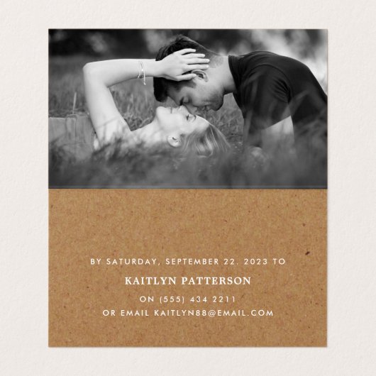 Rustic Country Kraft Simple Script Photo Carte RSV (Intérieur déplié)