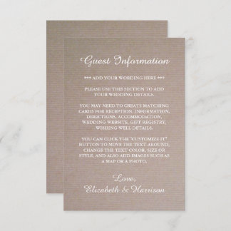Rustic Country Kraft Wedding Detail Informatiekaartje