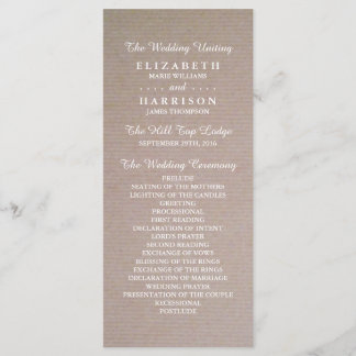 Rustic Country Kraft Wedding Programme Programma