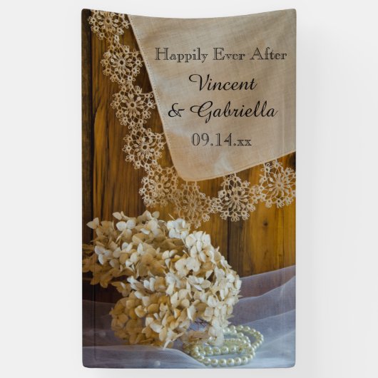 Rustic Country Lace Barn Wedding Spandoek (Verticaal)