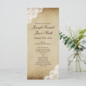Rustic Country Lace Edge Programmes de mariage ver (Debout devant)