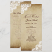 Rustic Country Lace Edge Vertical Wedding Programm Programma (Voorkant / Achterkant)
