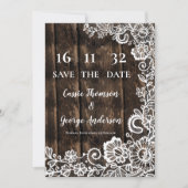 Rustic Country Lace Wood Wedding Save the Date (Voorkant)