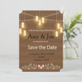 Rustic Country Lights Bewaar de Datum Save The Date (Staand voorkant)