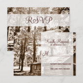 Rustic Country Log Cabine Sepia Wedding Cartes RSV (Devant / Derrière)