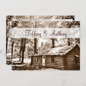 Rustic Country Log Cabine Sepia Wedding Invitation (Devant / Derrière)