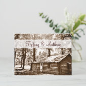Rustic Country Log Cabine Sepia Wedding Invitation (Debout devant)