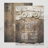 Rustic Country Love Rope Lace Bachelorette Party Kaart (Voorkant / Achterkant)